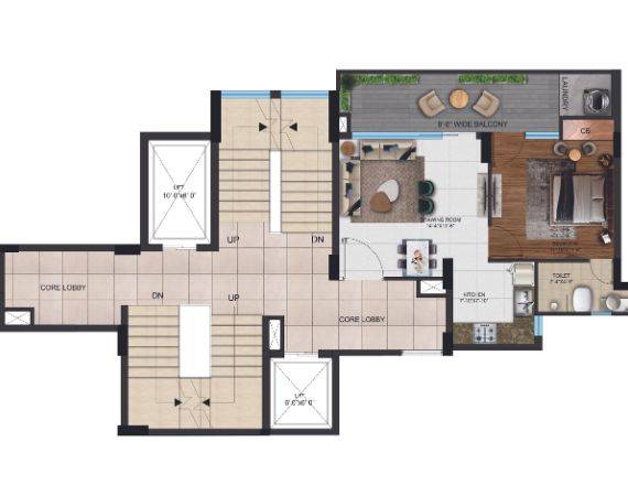 3 BHK Type 1 Floor Plan