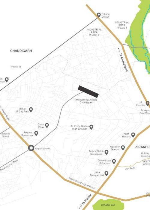 Location map showing key distances